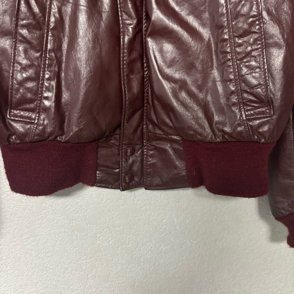 Vintage Gino Leather Red Leather Bomber Jacket Size 42 - Picture 2 of 6